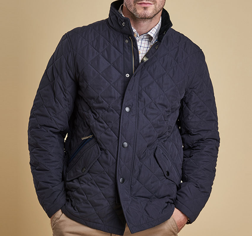 barbour shoveler quilted jacket navy